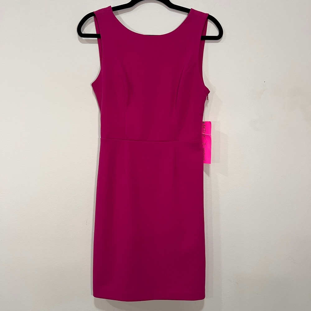 Betsey Johnson Fuchsia Pink Crossover Cutout Back Sheath Dress Womens Size 6 NWT - Picture 1 of 8